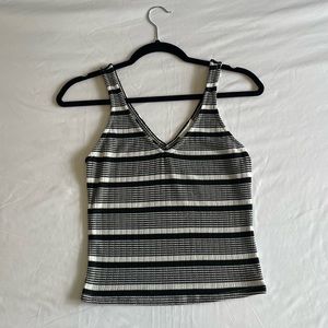 Black & White Striped Tank Crop